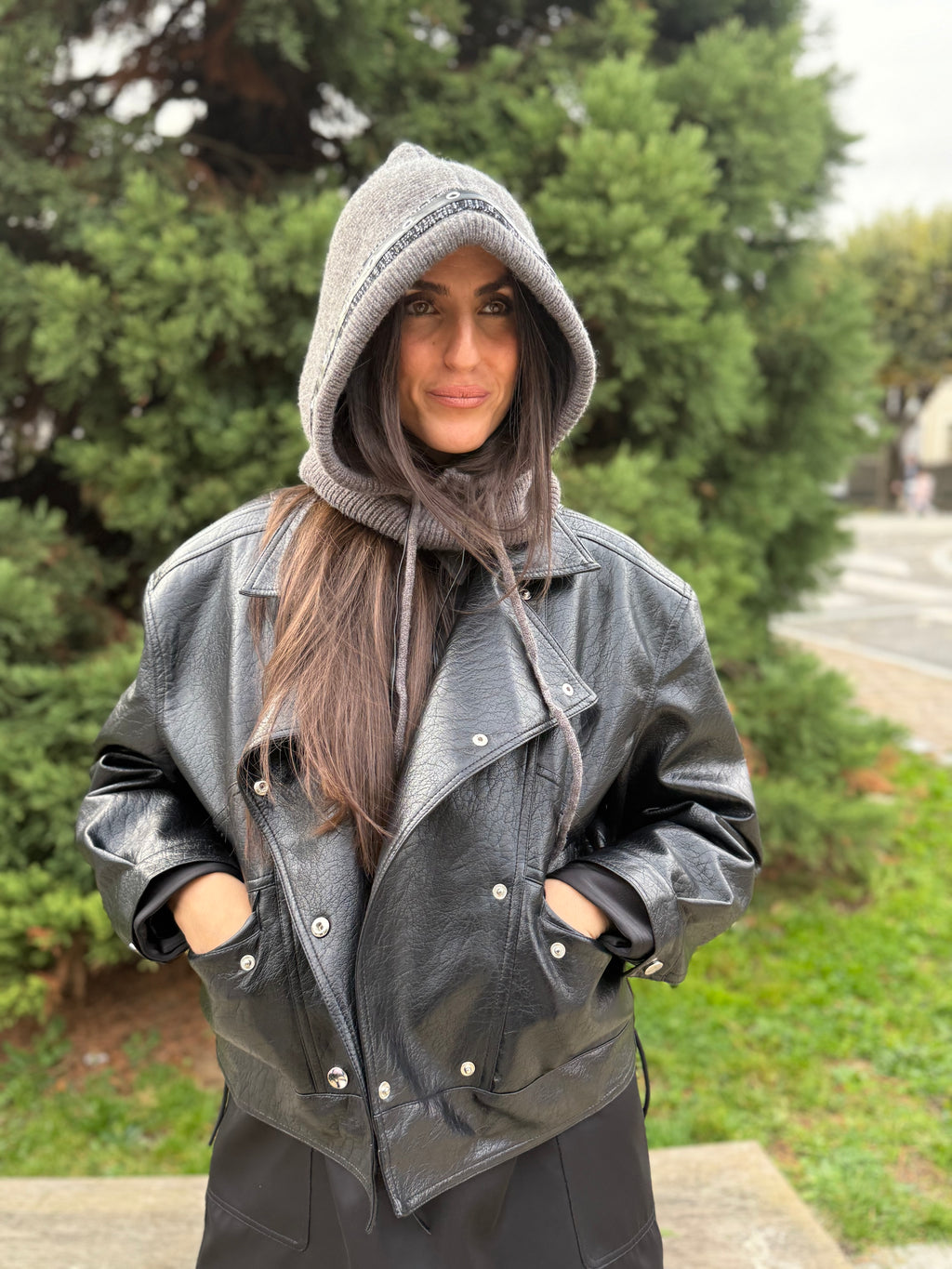 Cagoule grise foncé tweed