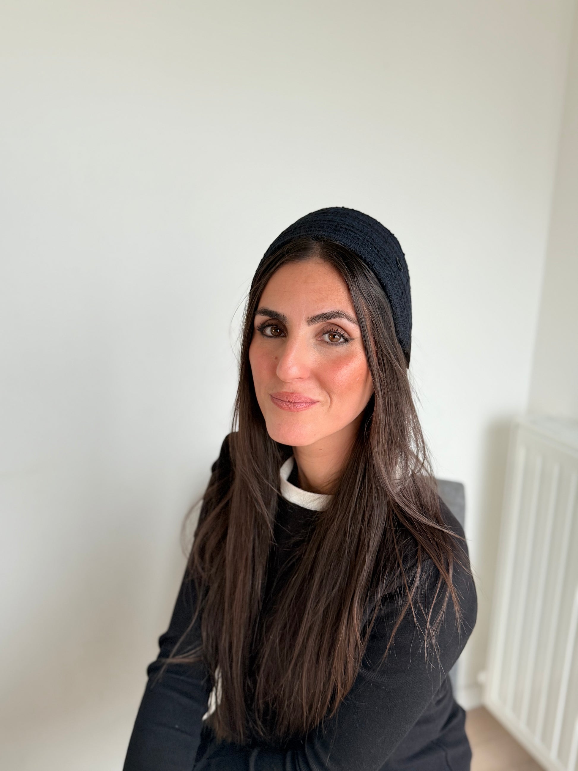 Serre tête tweed bleu marine