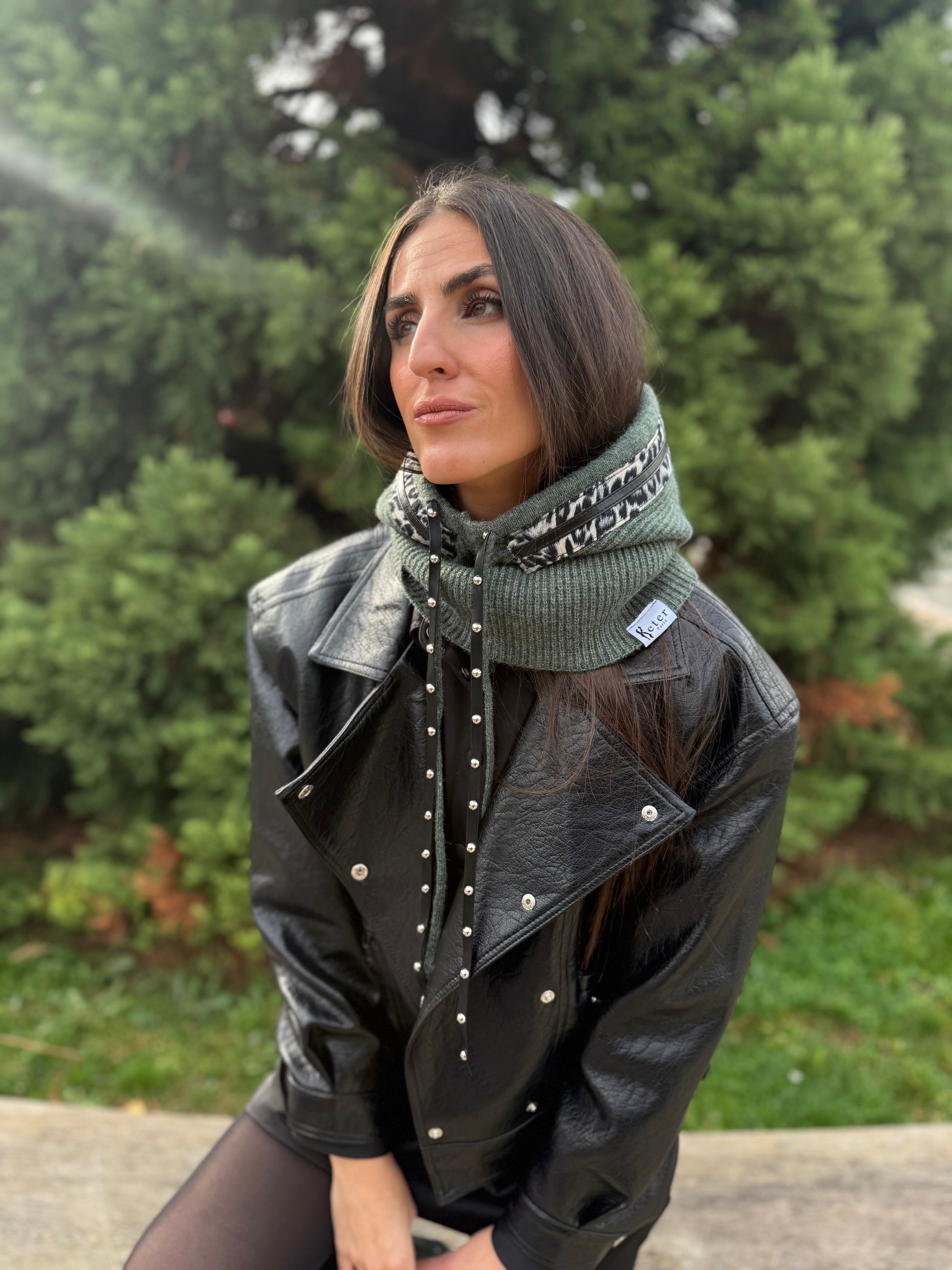 Cagoule verte zebré