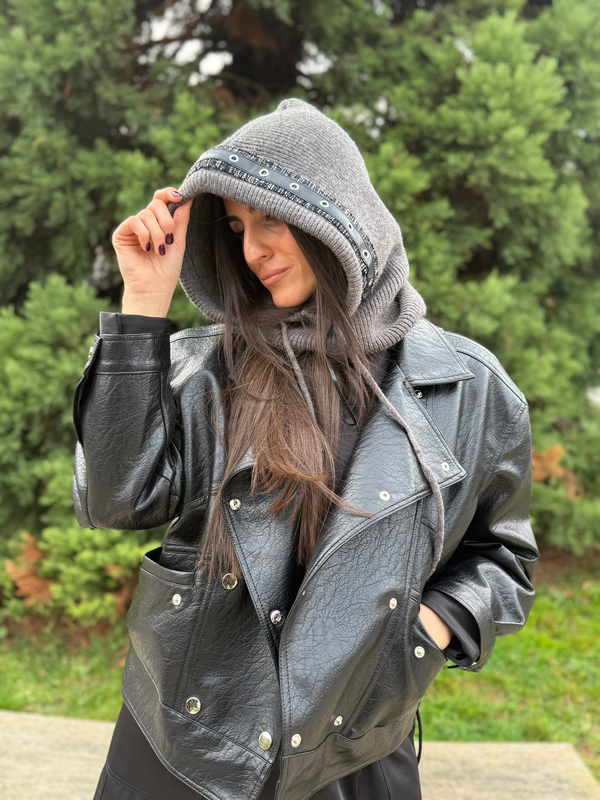 Cagoule grise foncé tweed