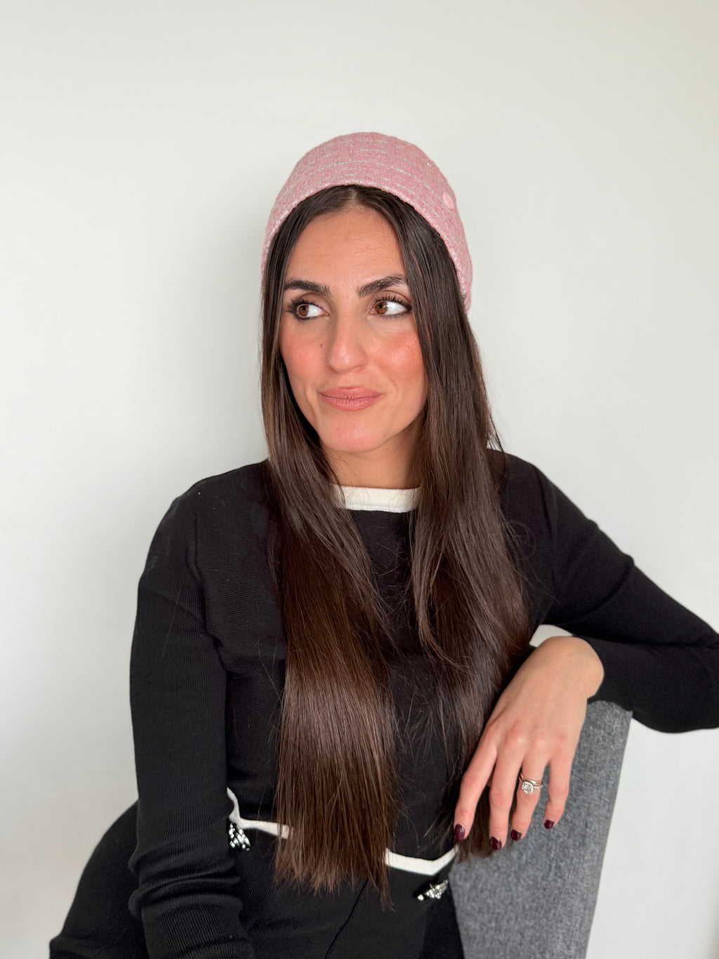 Serre tête tweed rose pale