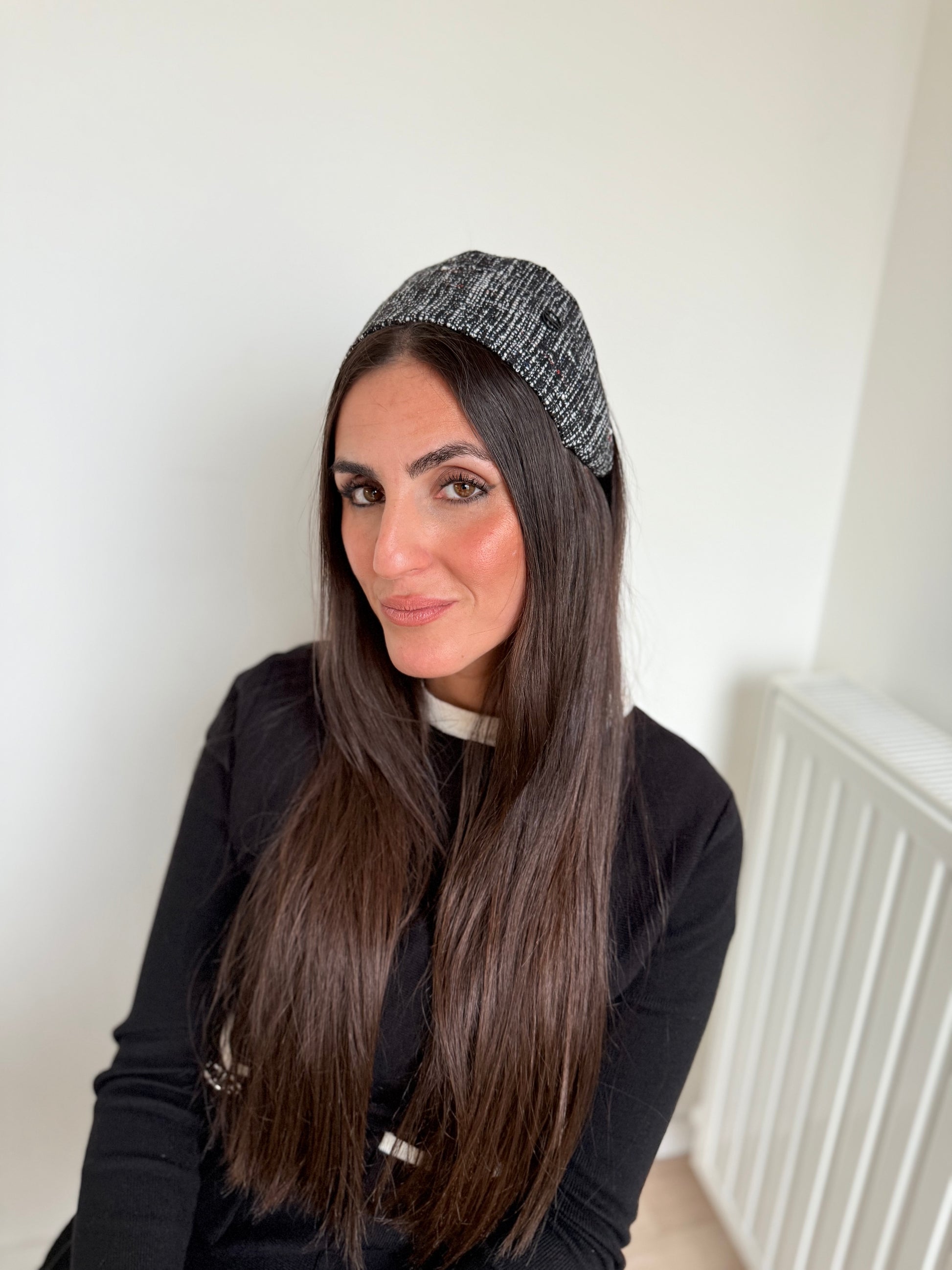 Serre tête tweed noir et blanc