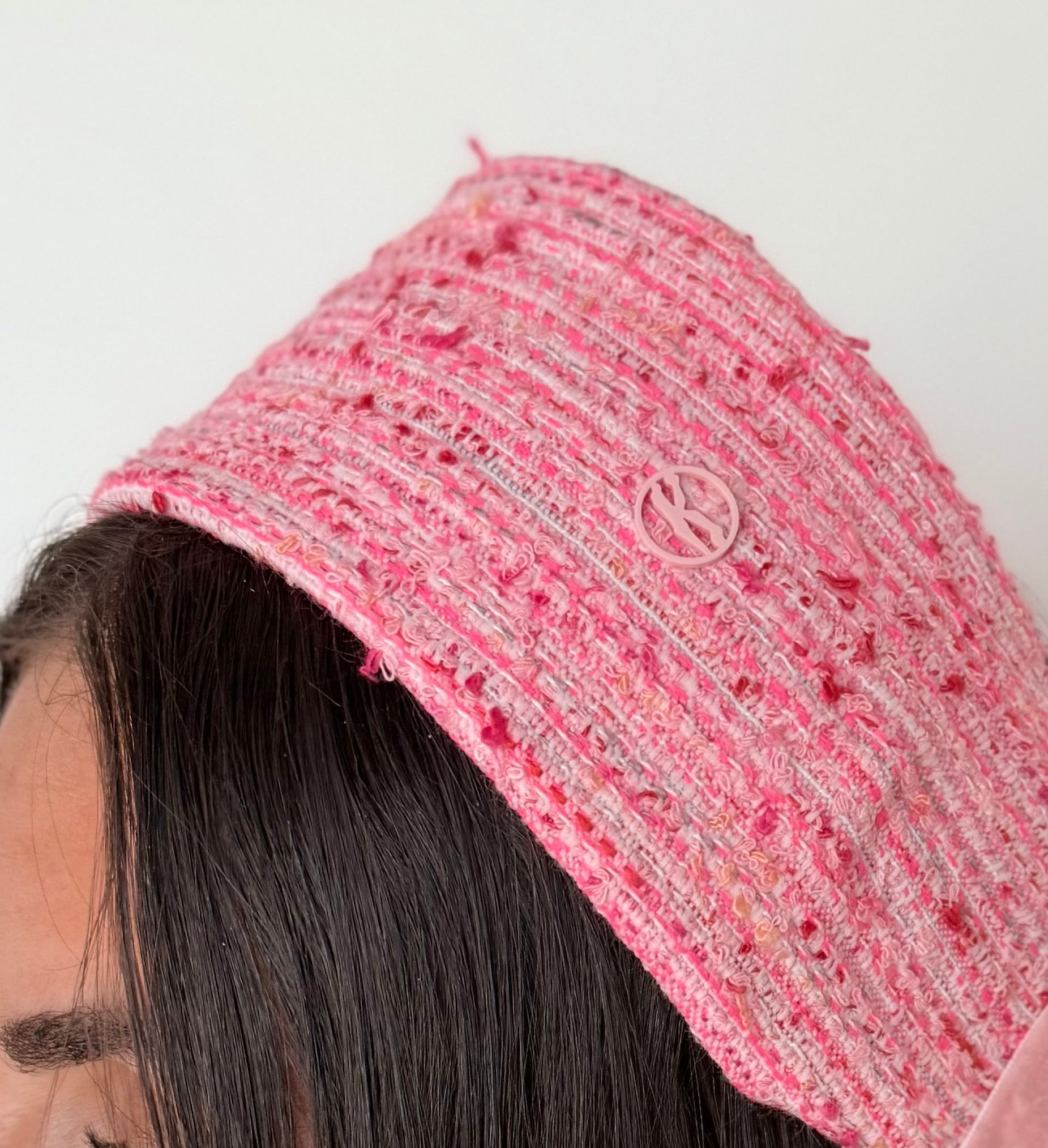 Serre tête tweed rose fushia