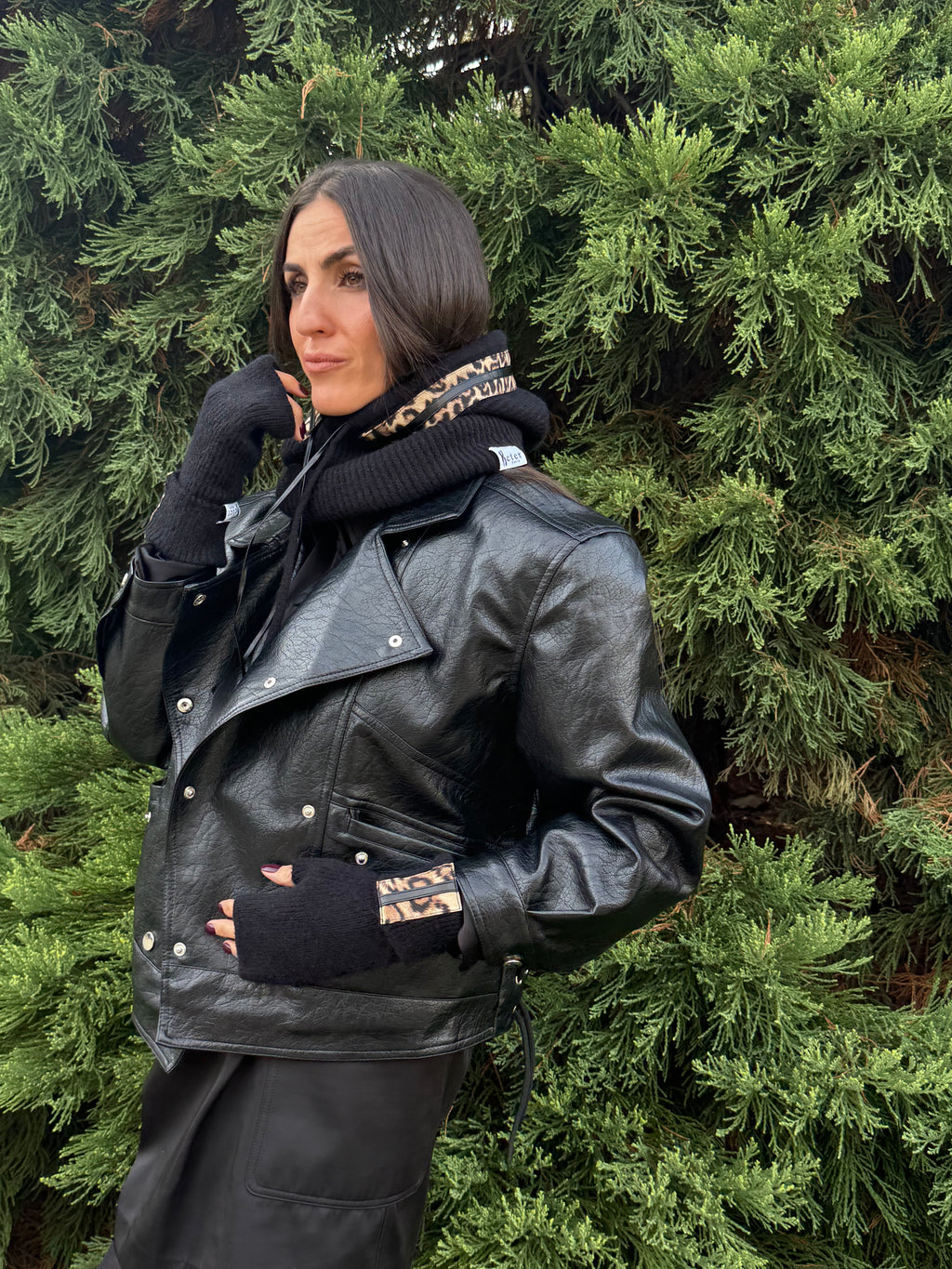 Cagoule Noir leopard