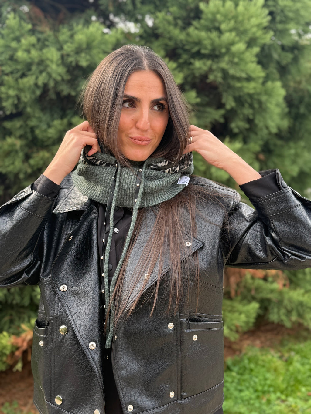 Cagoule verte zebré