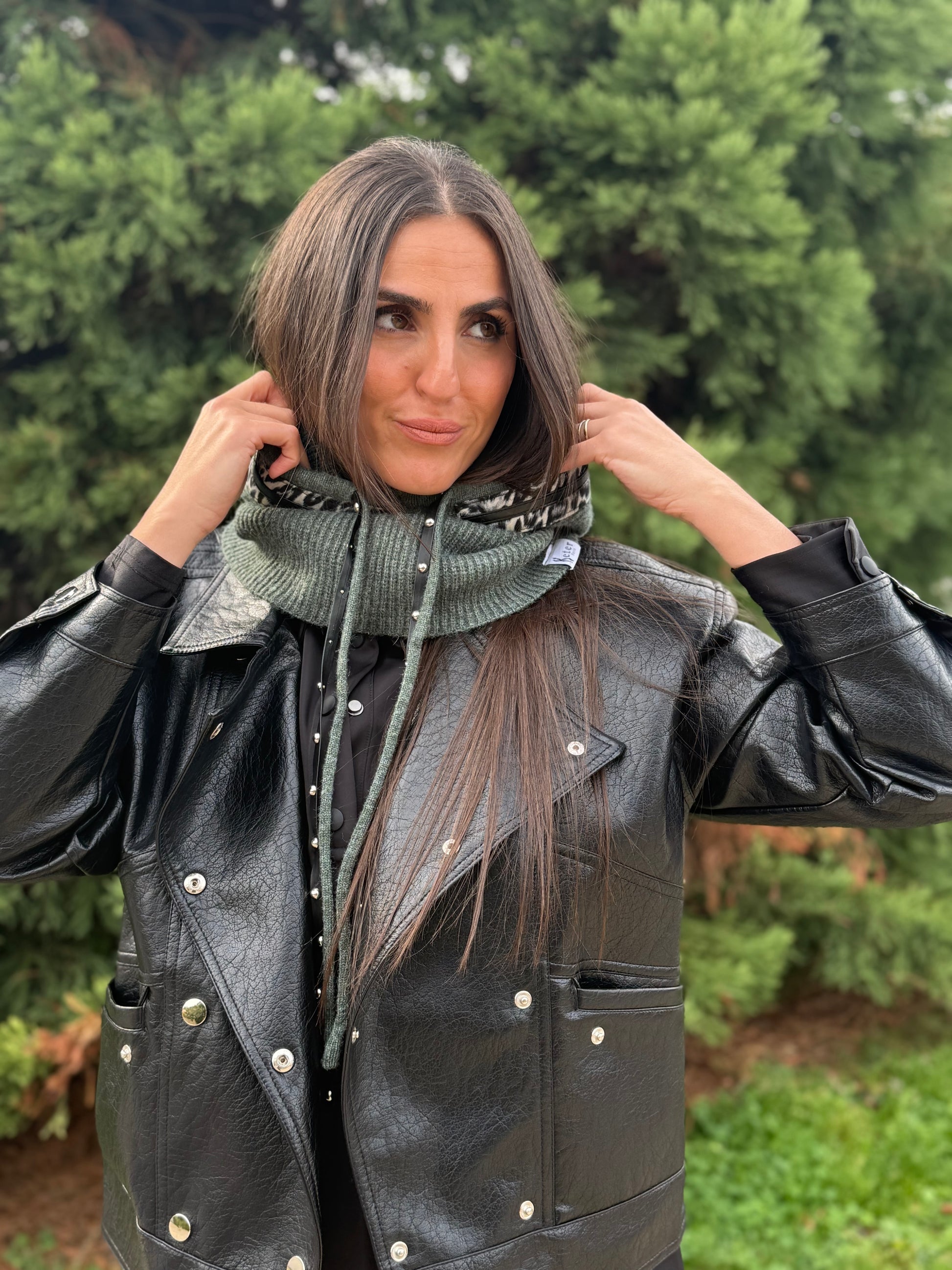 Cagoule verte zebré