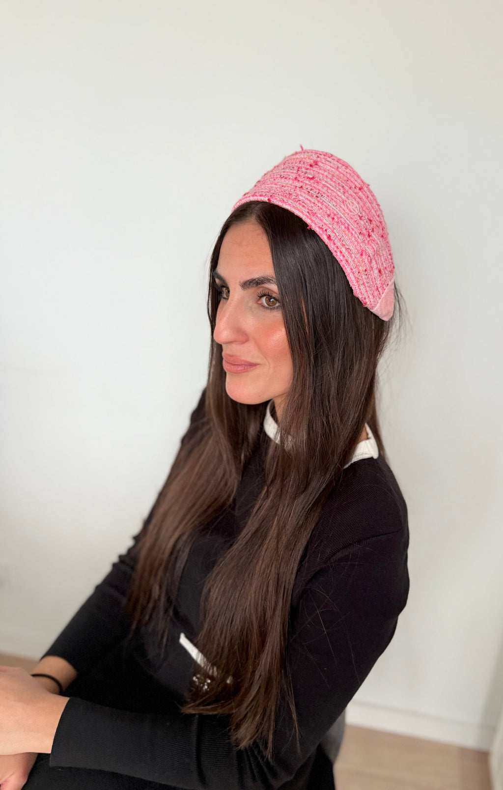 Serre tête tweed rose fushia