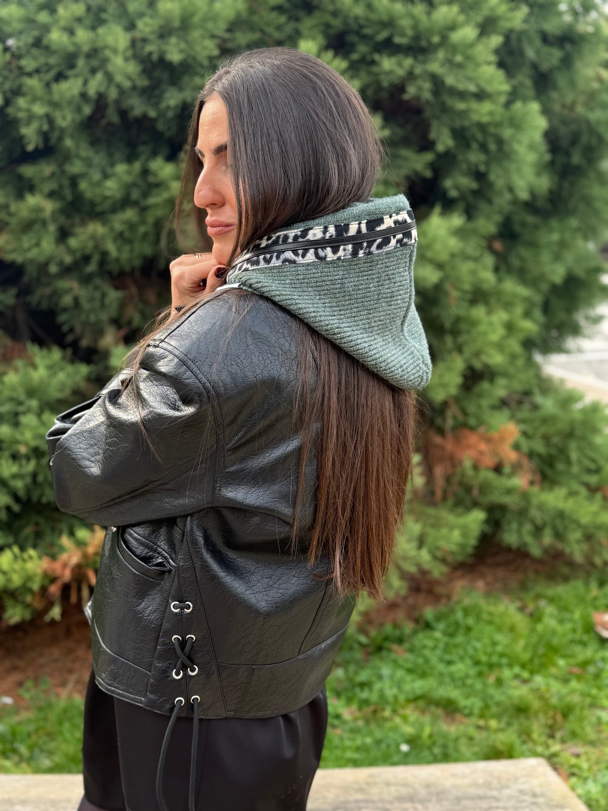 Cagoule verte zebré