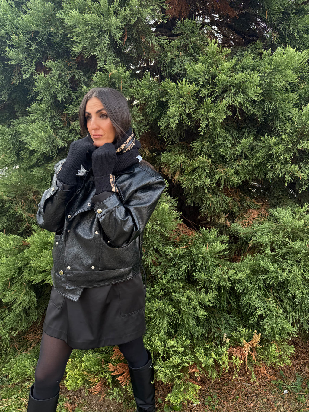 Cagoule Noir leopard