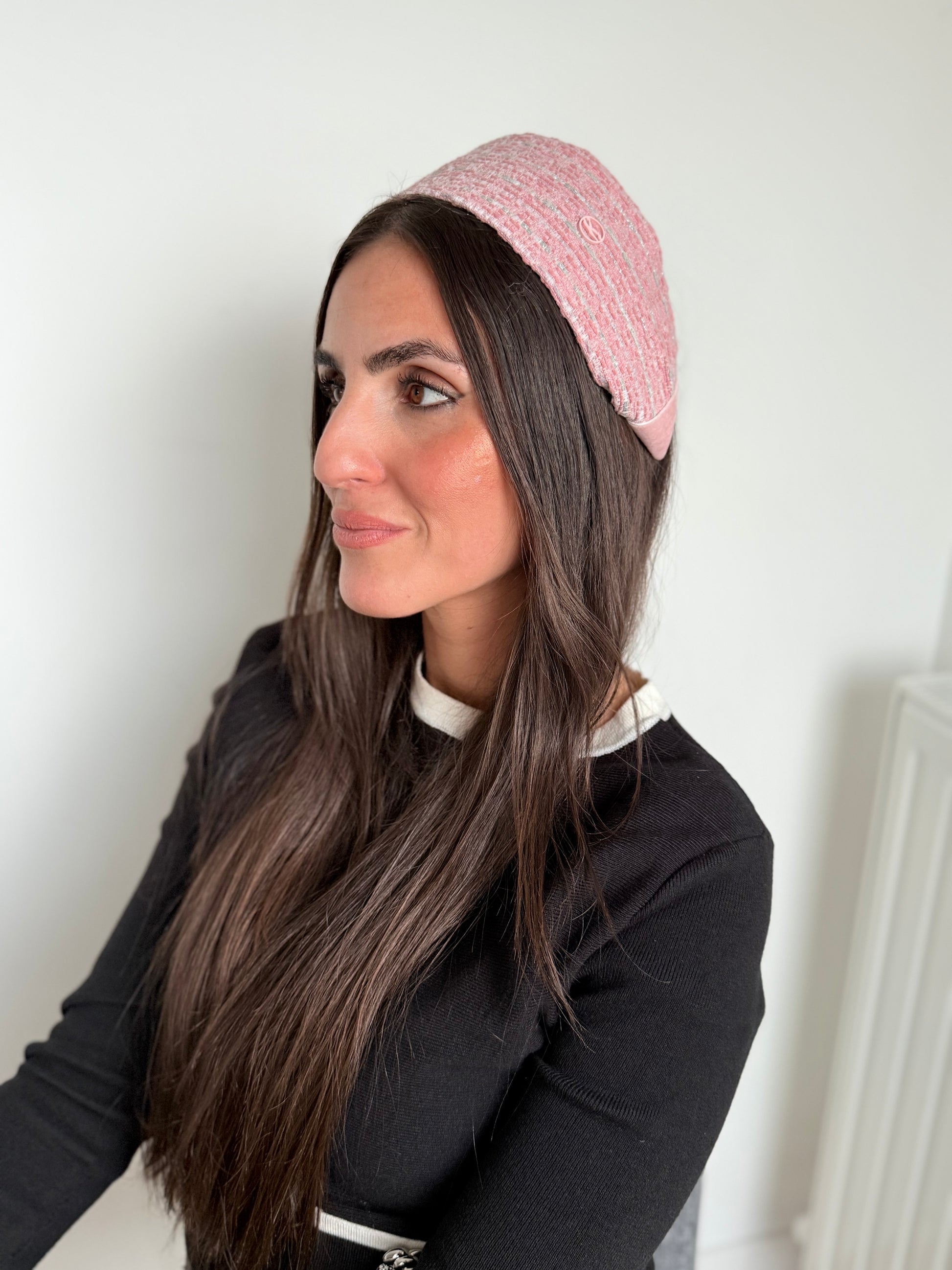 Serre tête tweed rose pale