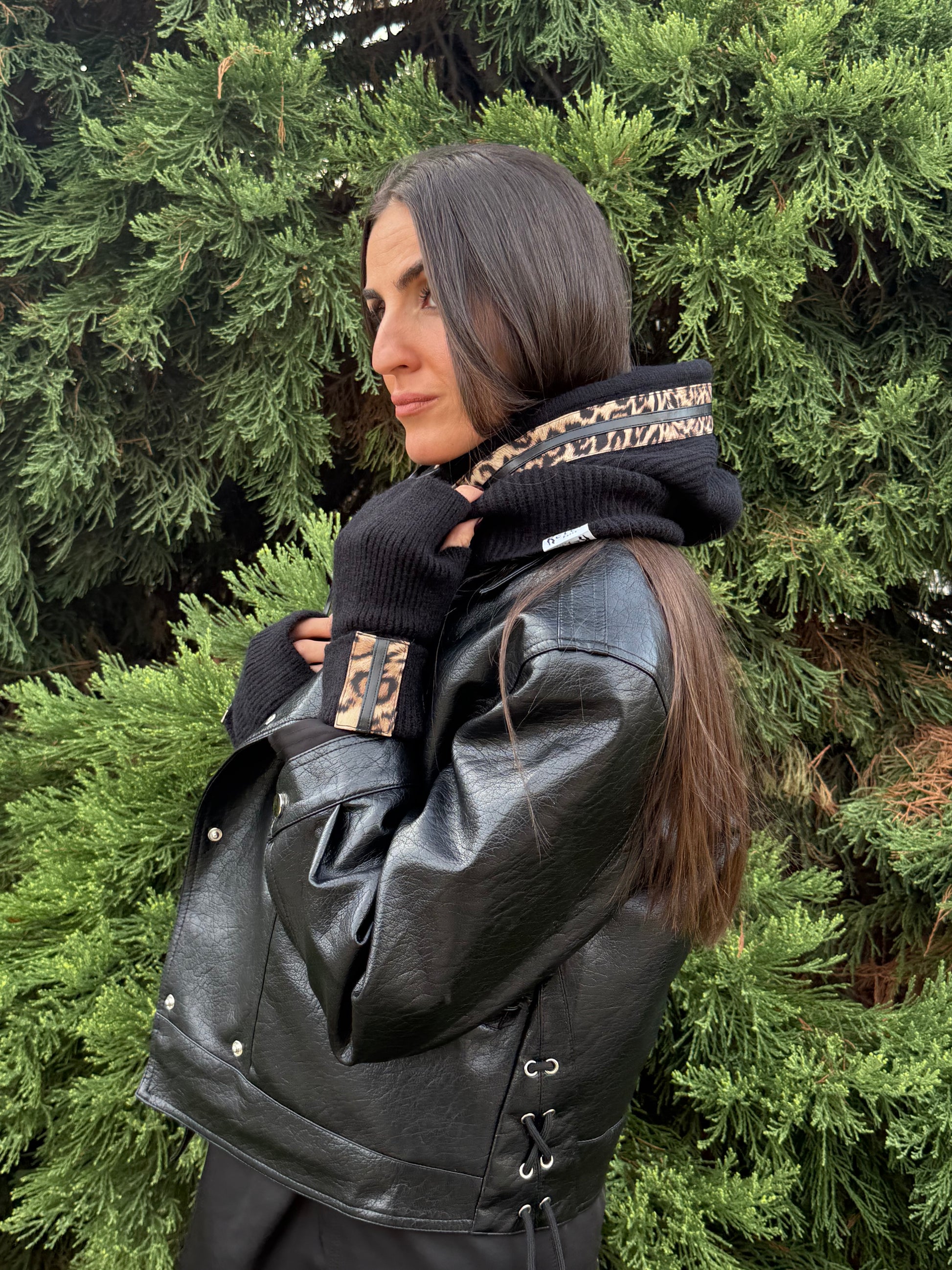 Cagoule Noir leopard