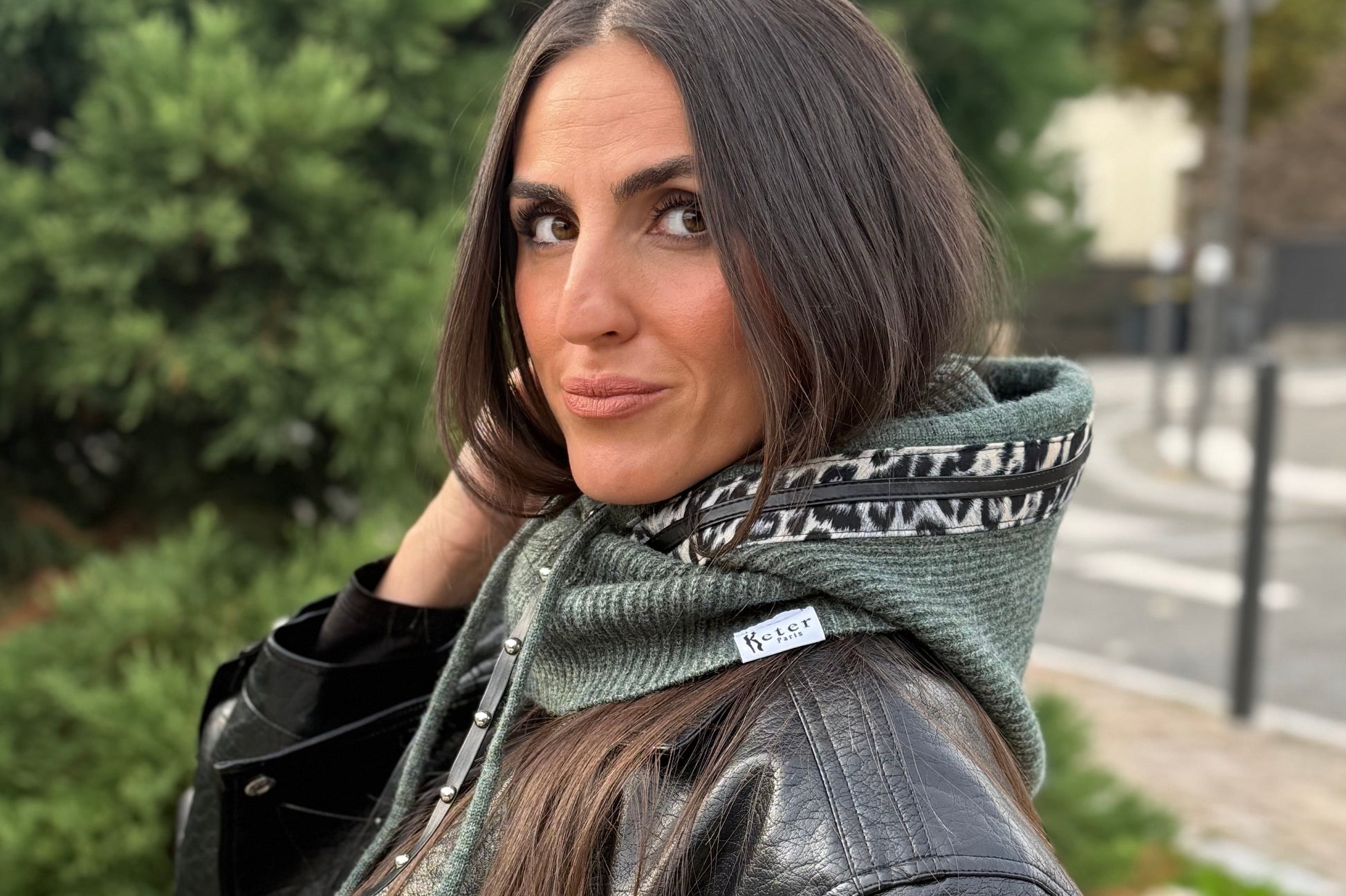 Cagoule verte zebré