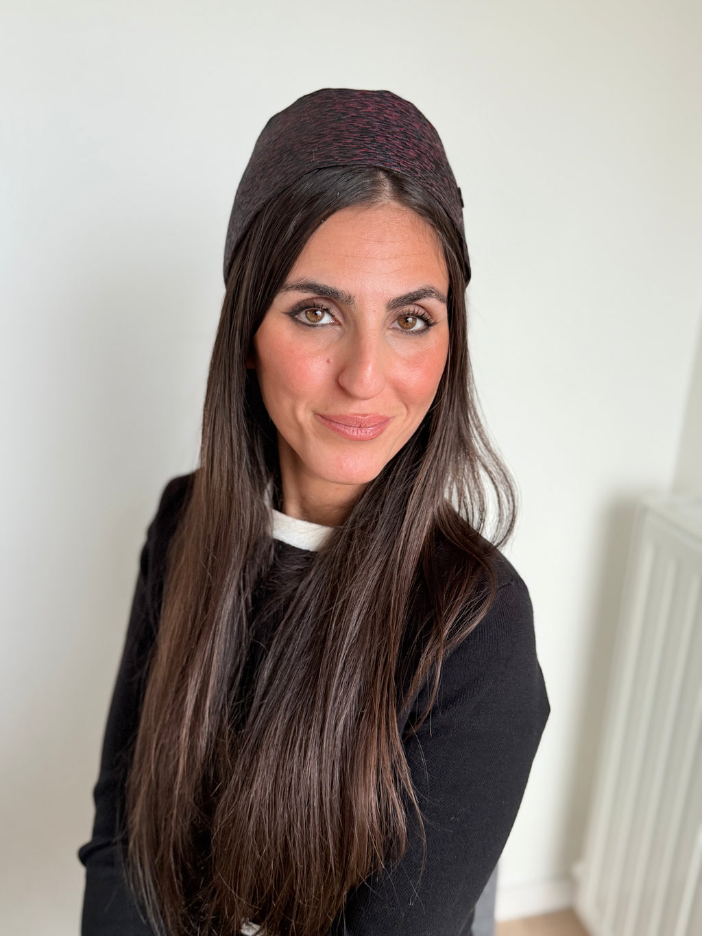 Serre tête simili cuir bordeaux